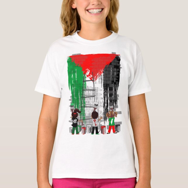 T-shirt Children of Gaza Painting Palestine Flag  (Devant)