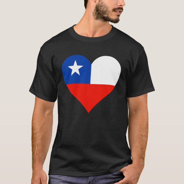 T-shirt Chile Flag Heart Chile  Love Chile (Devant)