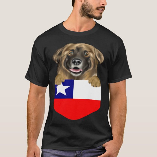 T-shirt Chile Flag Leonberger Dog In Pocket (Devant)