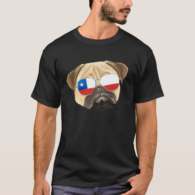 T-shirt Chilean Flag Pug Dog Chile Pocket (Devant)