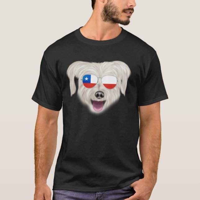 T-shirt Chilean Flag Pyrenean Shepherd Dog Chile Pocket (Devant)