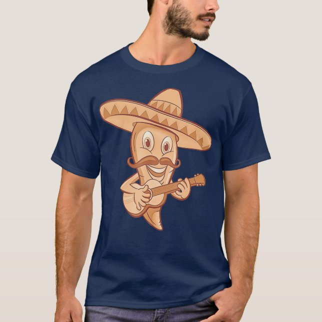 T-shirt Chili mexicain Mariachi Guitare Musicien (Devant)