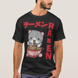 T-shirt Chill Cat Ramen Anime Noodles Kawaii Japonais Sket