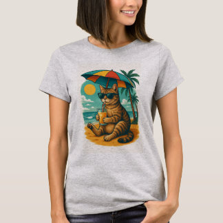 T-shirt Chill Cat with Juice – Summer Beach Vibes Tee