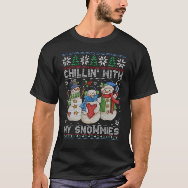 T-shirt Chillat' Avec Mes Neiges Vilain Noël Snowman S (Devant)