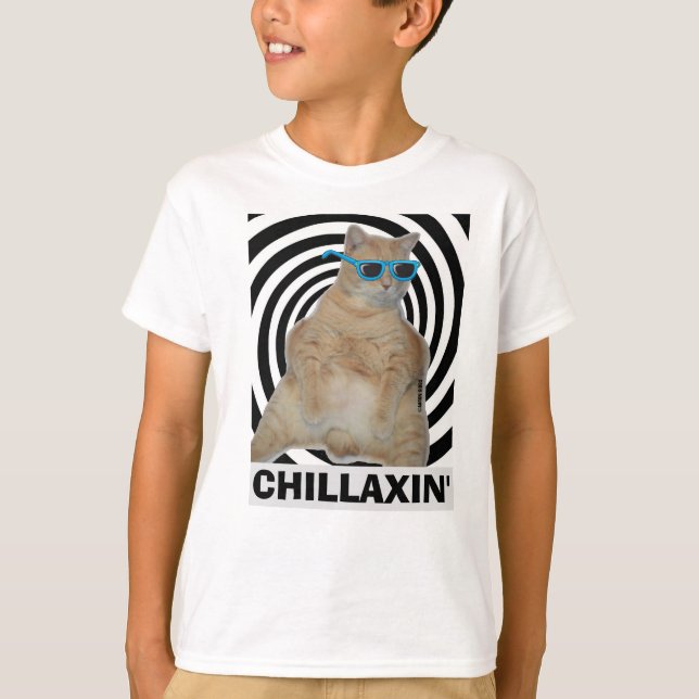 T-shirt CHILLAXIN' Fat Manx Chat avec lunettes de soleil T (Devant)