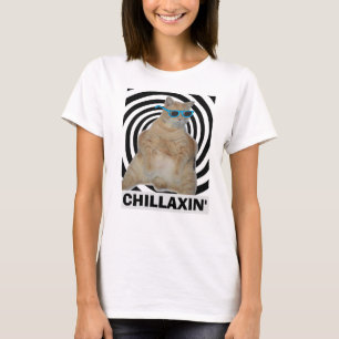 T-shirt CHILLAXIN' Fat Manx Chat avec lunettes de soleil T