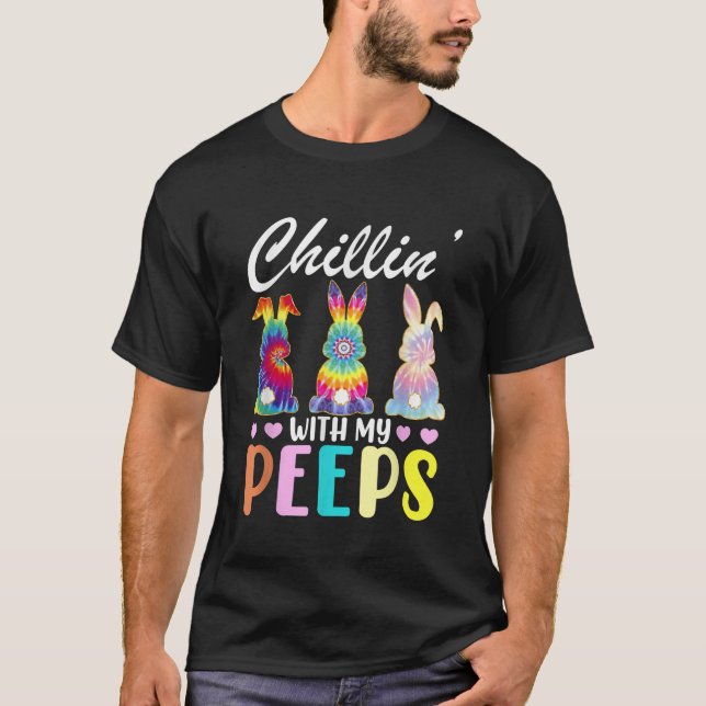 T-shirt Chillère Avec Mes Pieds Tie Dye Lapin Lapin Pâques (Devant)