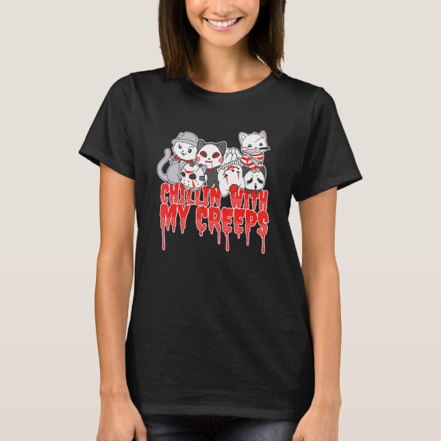 T-shirt Chillin Avec Mes Creeps Chat Horreur série Killer  (Devant)