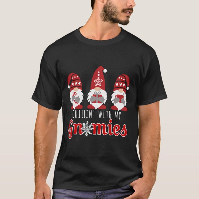 T-shirt Chillin Avec Mes Gnomes Drôle Noël Gnome Cadeau (Devant)