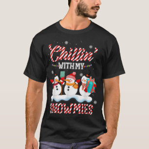 T-shirt Chillin avec mes neiges Père Noël Snowman Scarf Li