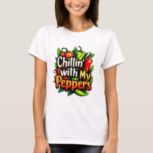 T-shirt Chillin' avec mes poivrons - Graphisme chili color