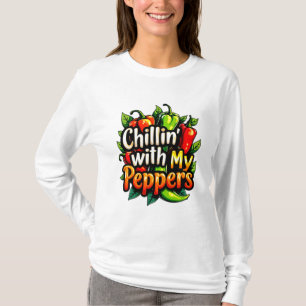 T-shirt Chillin' avec mes poivrons - Graphisme chili color