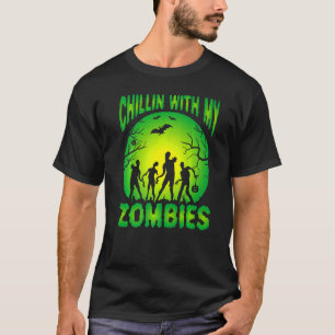 T-shirt Chillin Avec Mes Zombies Horreur Nuits Garçons Fil