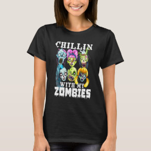 T-shirt Chillin Avec Mes Zombies Joyeux Halloween Zombies 