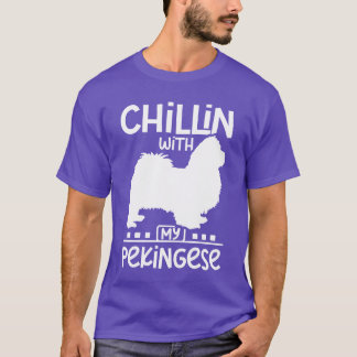 T-shirt Chillin avec mon meilleur ami pekingese vintage