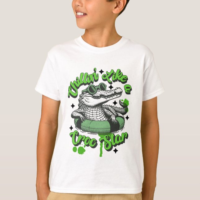 T-shirt Chillin' Like a Croc Star Cool pour enfants (Devant)