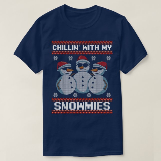 T-shirt Chillin Snowman Avec Des Neiges Mignonnes Célébrez (Design devant)