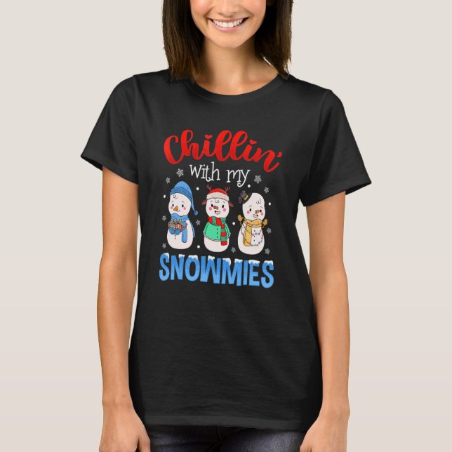 T-shirt Chillin With My Snowmies Family Pajamas Snowman Ch (Devant)