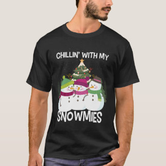 T-shirt Chillonner avec mes neiges Noël Snowman