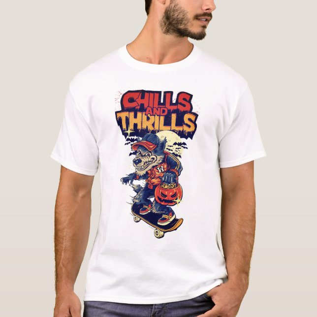 T-shirt  Chills & Thrills Spooky Halloween Graphic Tee (Devant)