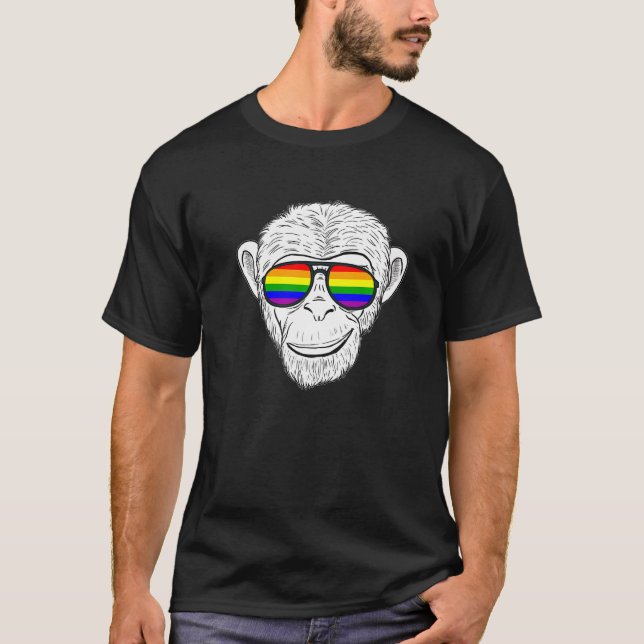 T-shirt Chimie De Singe Avec Lunettes De Soleil Arc-En-Cie (Devant)