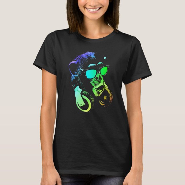 T-shirt Chimie De Singe Avec Lunettes De Soleil Et Casque (Devant)