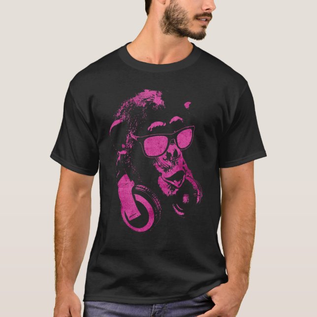 T-shirt Chimie De Singe Avec Lunettes De Soleil Et Casque  (Devant)