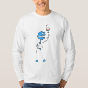 T-shirt Chimie drôle bleue de robot de bande dessinée
