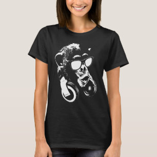 T-shirt Chimpanzé avec casque audio et lunettes de soleil