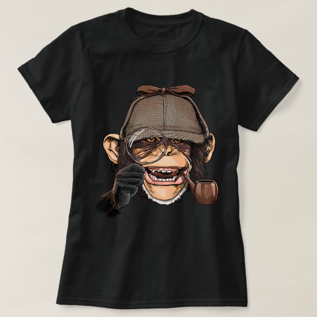 T-shirt Chimpanzé Détective Grand Chimp Ape Primate Anima (Design devant)