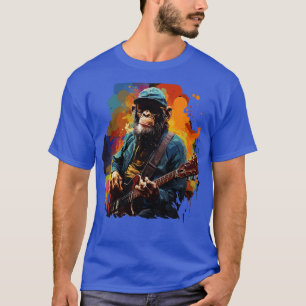 T-shirt Chimpanzé Jouer de la guitare