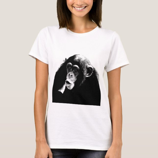 T-shirt Chimpanzé noir blanc (Devant)