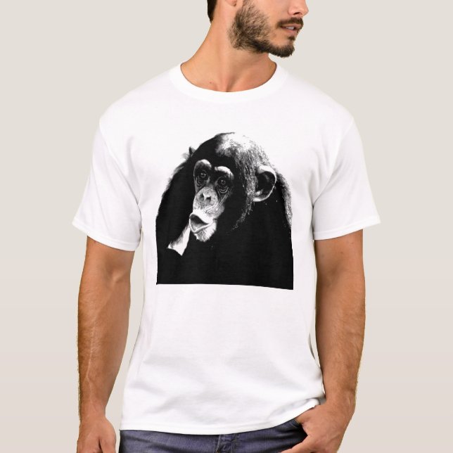 T-shirt Chimpanzé noir blanc (Devant)