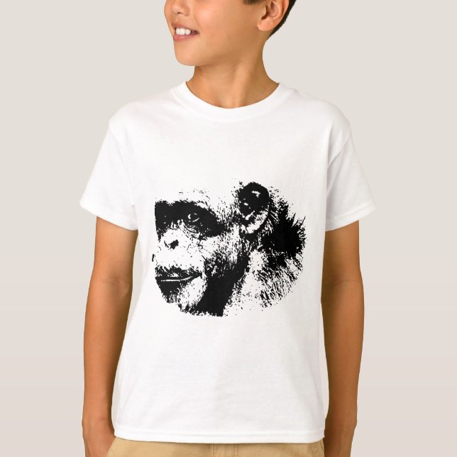 T-shirt Chimpanzé noir et blanc (Devant)