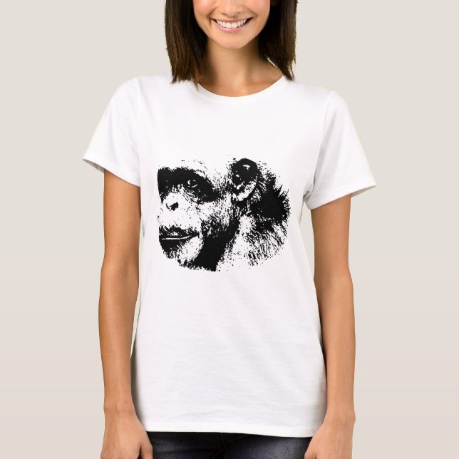 T-shirt Chimpanzé noir et blanc (Devant)