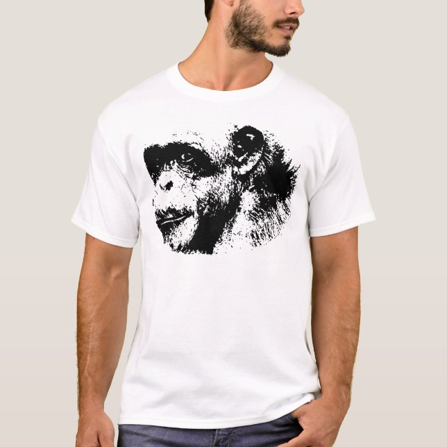 T-shirt Chimpanzé noir et blanc (Devant)