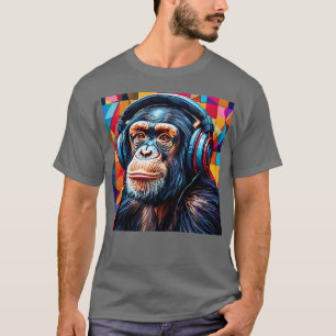 T-shirt Chimpanzé portant des écouteurs
