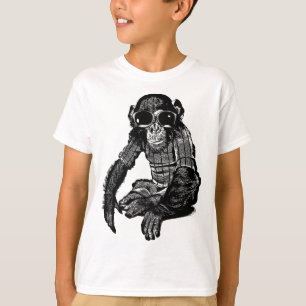T-shirt Chimpanzé Singe Portant des lunettes de soleil Art
