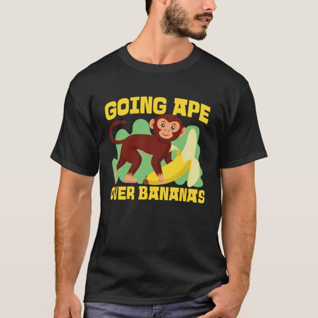 T-shirt Chimpanzee Going Ape Over Bananas (Devant)
