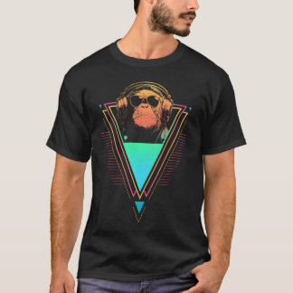T-shirt Chimpanzee Vaporwave Synthwave 90s 80s Sunset funn