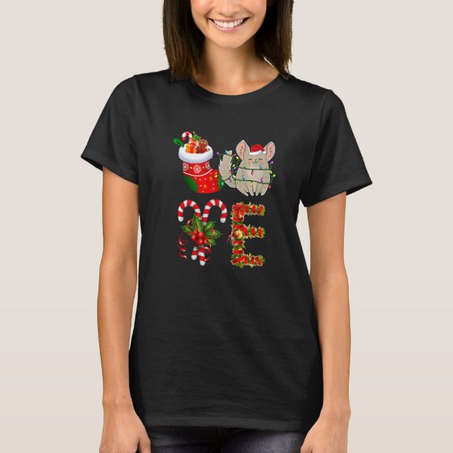 T-shirt Chinchilla Christmas Lights Led Santa Hat Christma (Devant)
