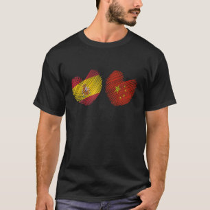 T-shirt Chine Espagne Coeur espagnol Drapeau chinois Drape