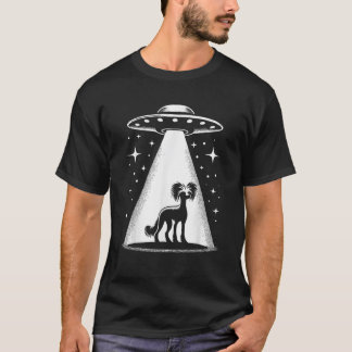 T-shirt Chinese Crested Mom Dad Dog Funny Alien UFO Men Wo