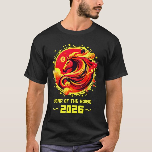 T-shirt Chinese New Year 2026 Horse Happy Chinese New Year (Devant)
