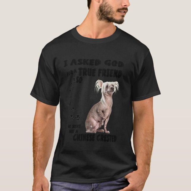 T-shirt Chinois Crested Dit Maman Papa Costume Hairless Pu (Devant)