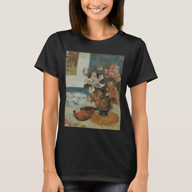 T-shirt Chinois Peonies et Mandoline par Paul Gauguin (Devant)