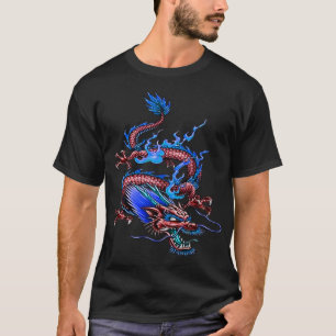 T-shirt Chinois Rouge Bon Fortune Dragon Mythique Créature