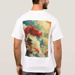 T-shirt chinois traditionnel Dragon Rouge Comique
