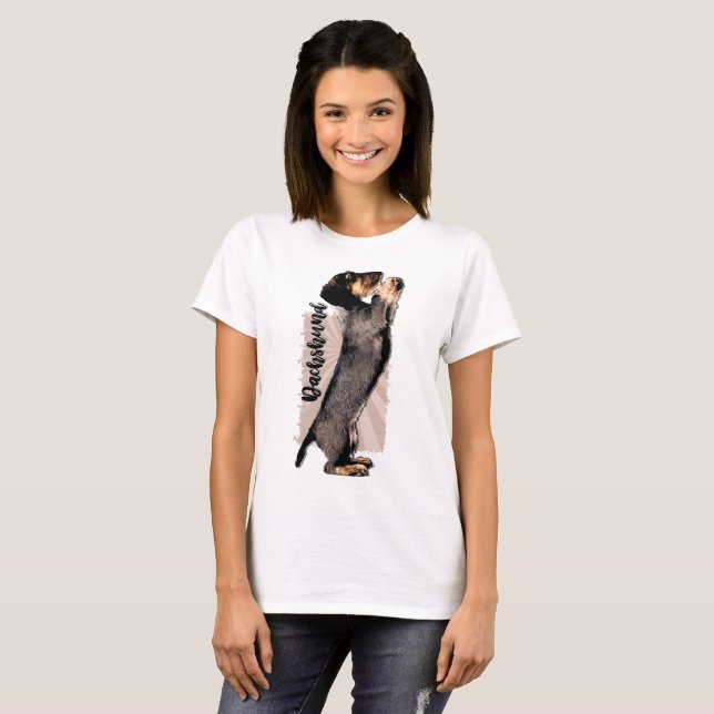 T-shirt Chiot à poils durs de teckel (Devant entier)